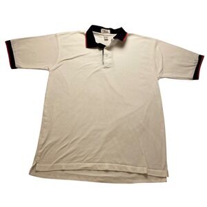 Golf Where Mens Large White Mercerized Cotton Polo Shirt Navy Red  Short Sleeve